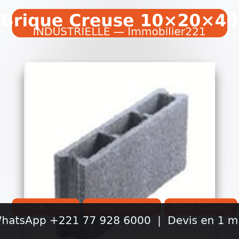 Brique creuse 10x20x40 industrielle: Le choix économique et isolant pour vos projets au Sénégal