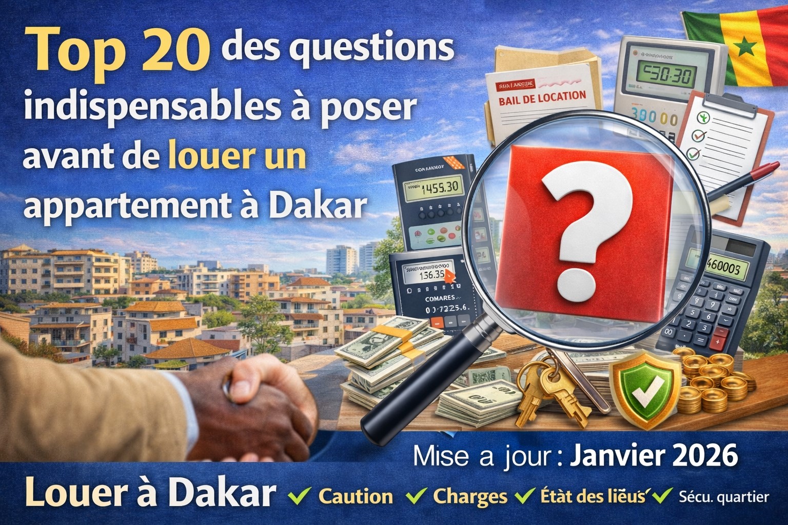 Top 20 des questions indispensables à poser avant de louer un appartement à Dakar.