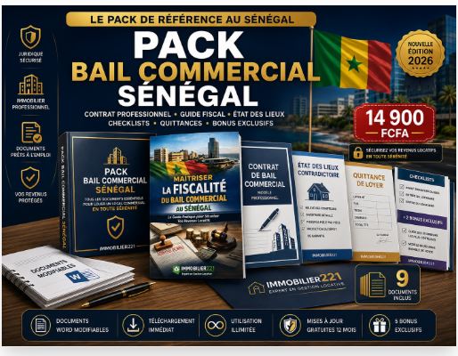Pack Bail Commercial Sénégal OHADA– Contrat Professionnel, Guide Fiscal, État des Lieux et Quittance de Loyer