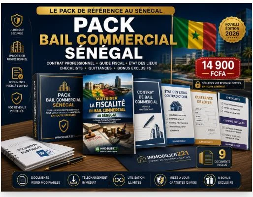 Pack Bail Commercial Sénégal OHADA– Contrat Professionnel, Guide Fiscal, État des Lieux et Quittance de Loyer
