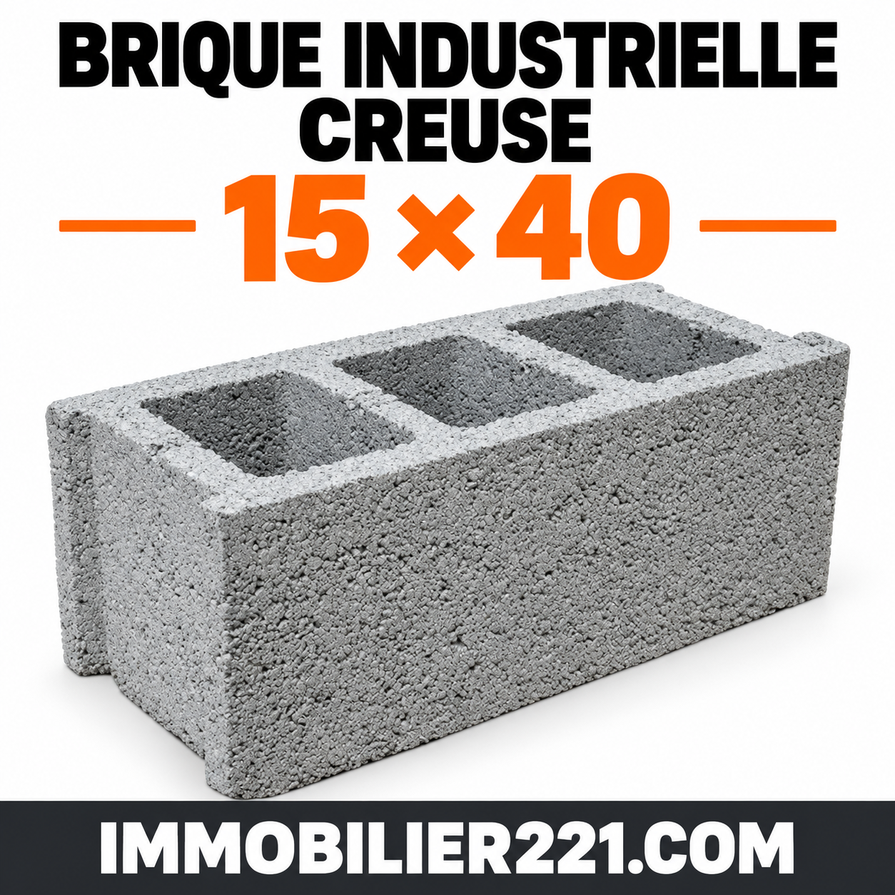Brique industrielle creuse 15 au Sénégal – 15×40 ou 15×50 – Image 3