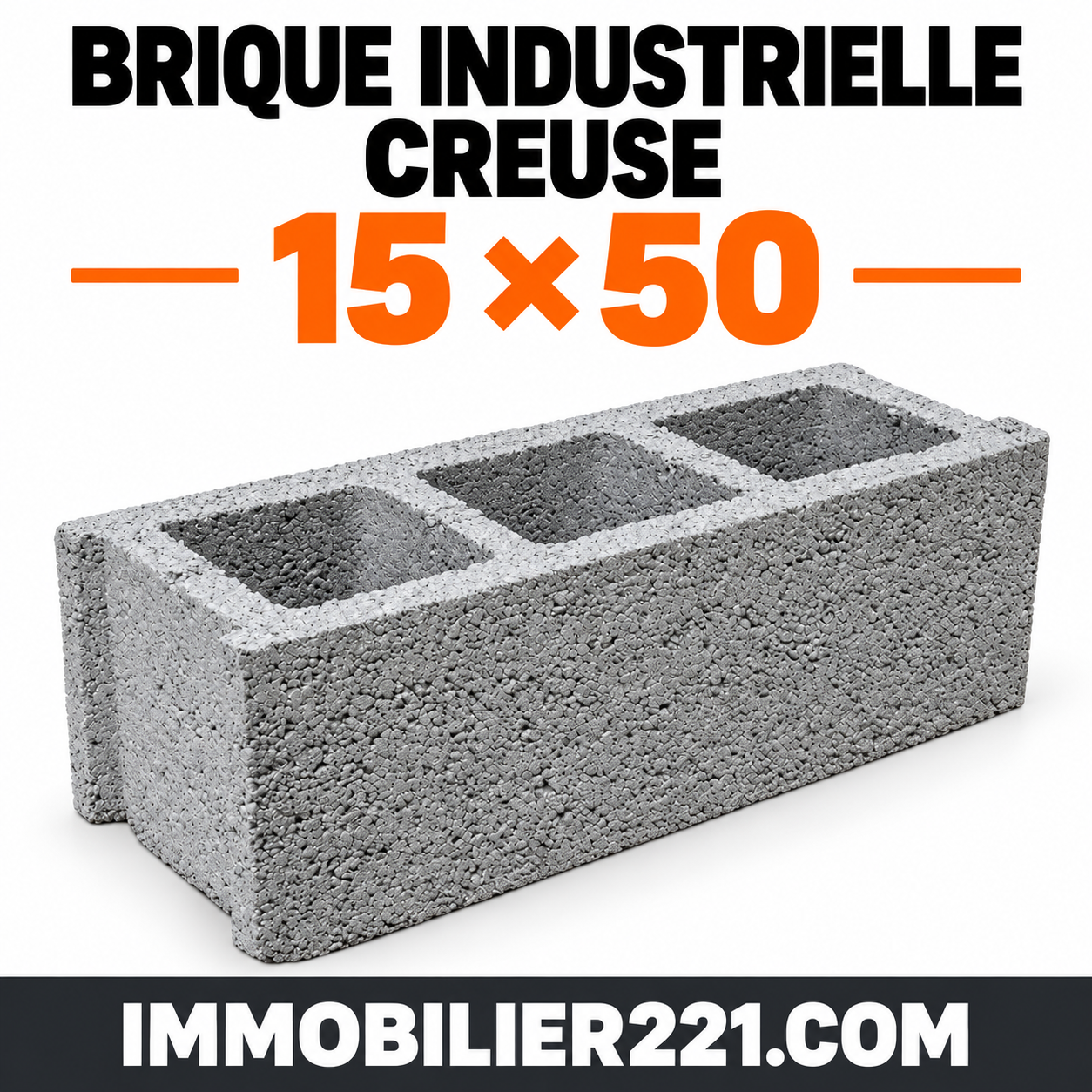 Brique industrielle creuse 15 au Sénégal – 15×40 ou 15×50 – Image 2