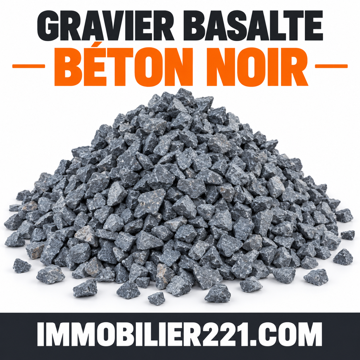 Gravier Basalte Béton Noir au Sénégal | Camions 4m³, 8m³, 16m³, 20m³