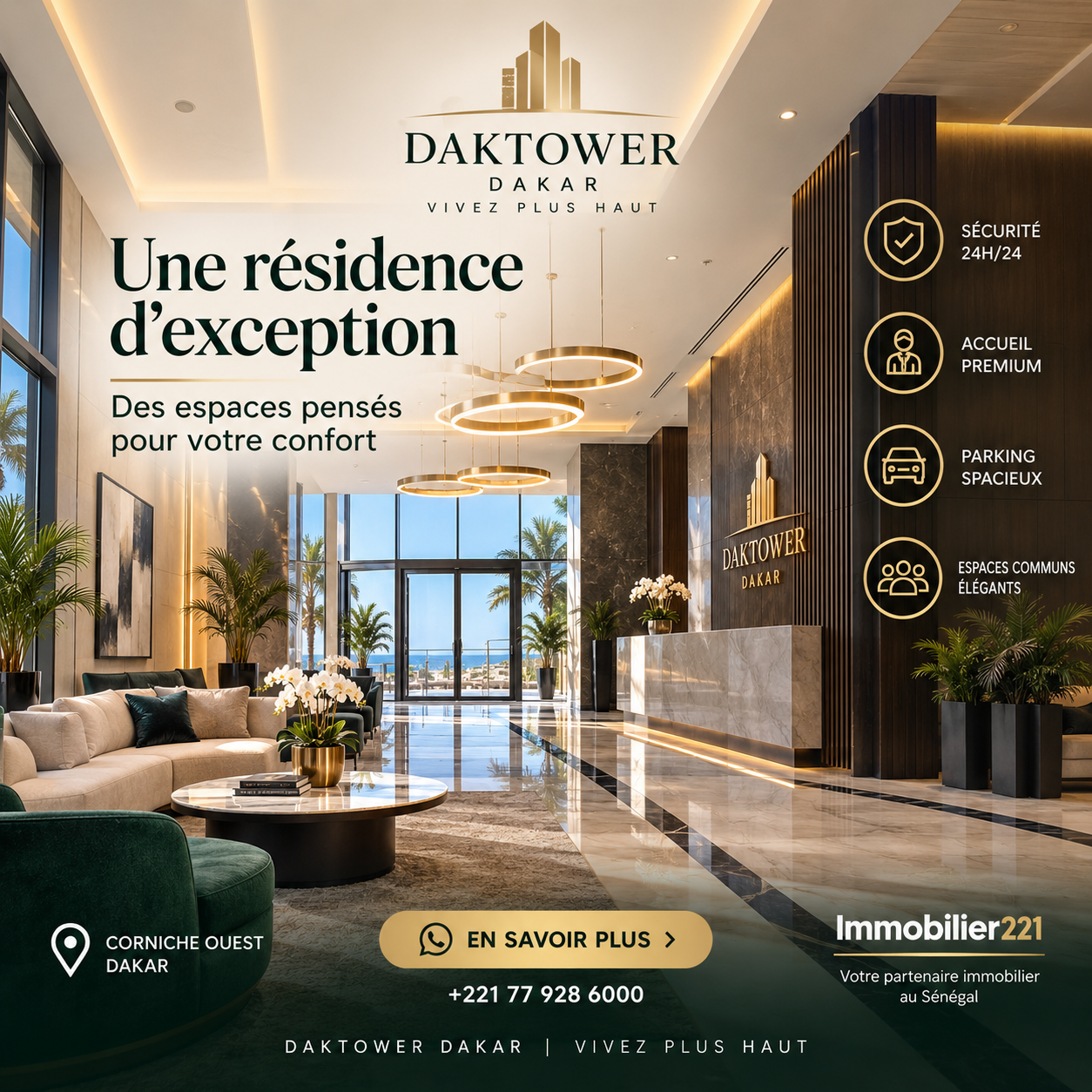 DAKTOWER Dakar résidence premium sur la Corniche Ouest