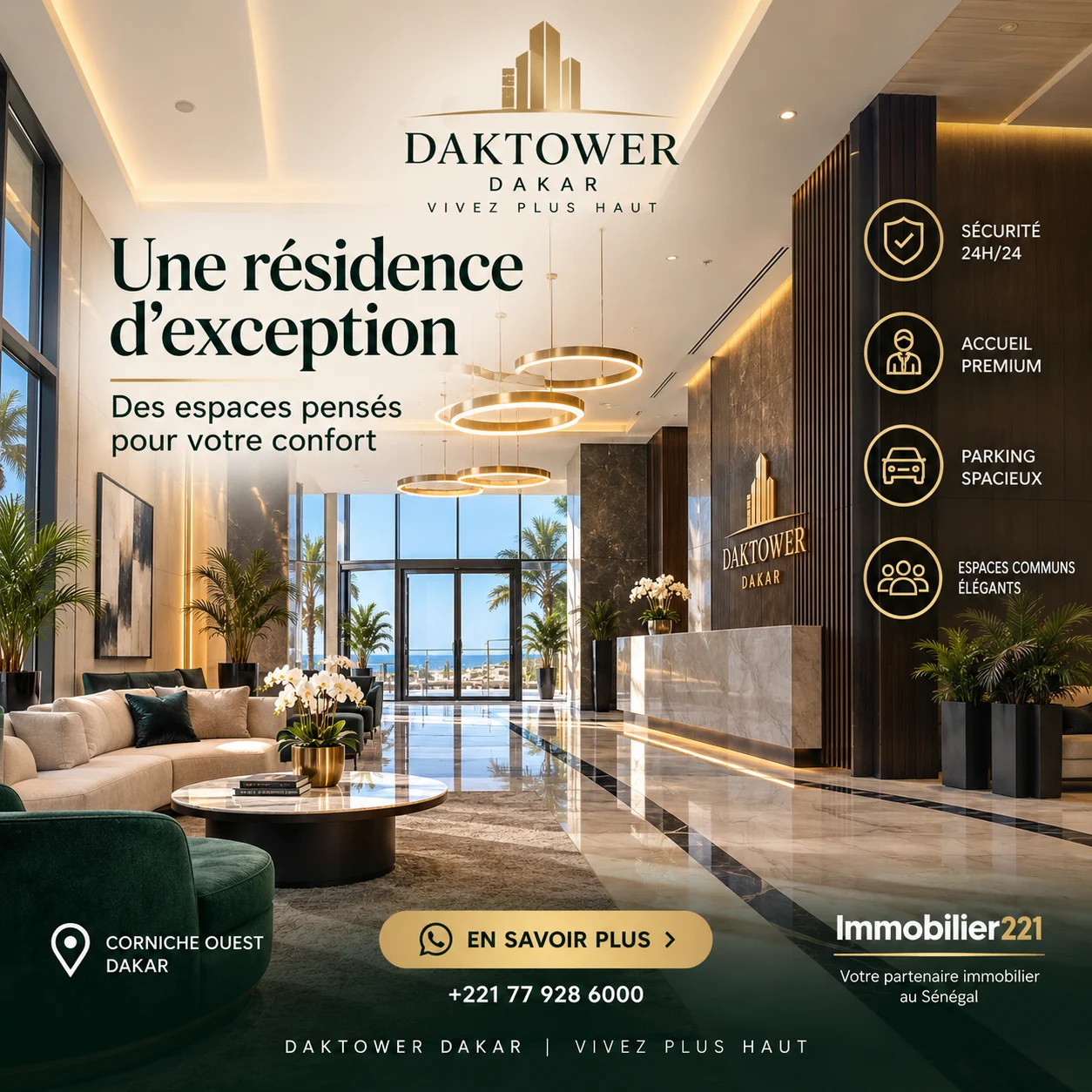 DAKTOWER Dakar résidence premium sur la Corniche Ouest