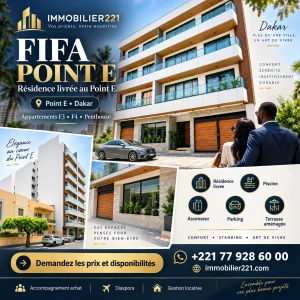 Résidence FIFA Point E à Dakar avec appartements F3, F4 et penthouse – Immobilier221