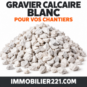 Gravier blanc calcaire (béton blanc) au Sénégal – Camion 4, 8, 16 ou 20 m³