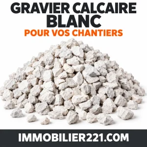 Gravier blanc calcaire (béton blanc) au Sénégal – Camion 4, 8, 16 ou 20 m³