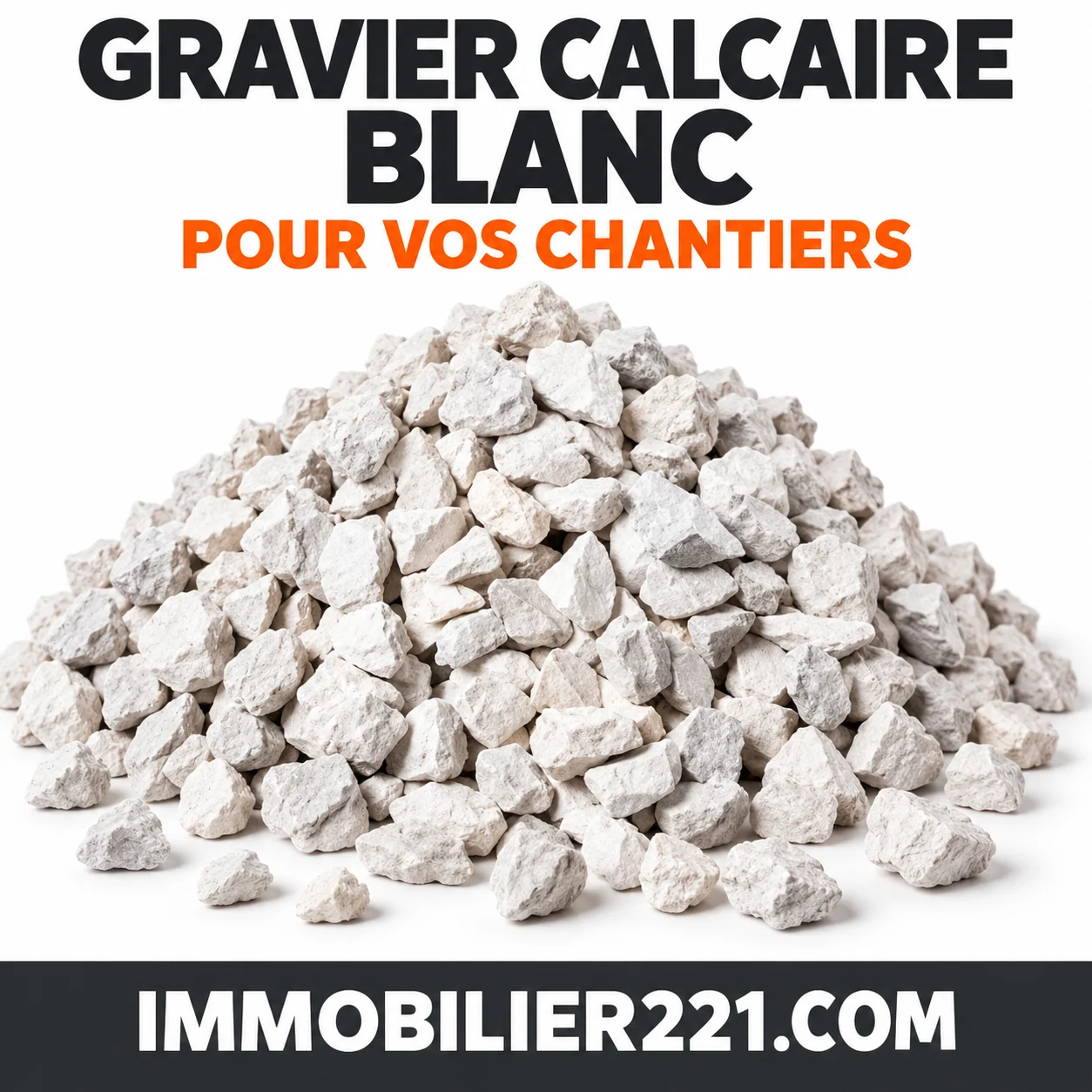 Gravier blanc calcaire (béton blanc) au Sénégal – Camion 4, 8, 16 ou 20 m³