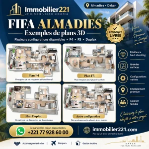 Résidence FIFA Almadies à Dakar avec appartements F4, F5 et duplex – Immobilier221
