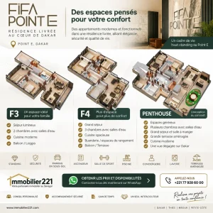 Plans 3D des appartements FIFA Point E à Dakar – Immobilier221